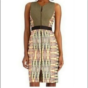 Rachel Roy Baja Chalk Tribal Aztec Combo Zip Front Dress 4 EUC